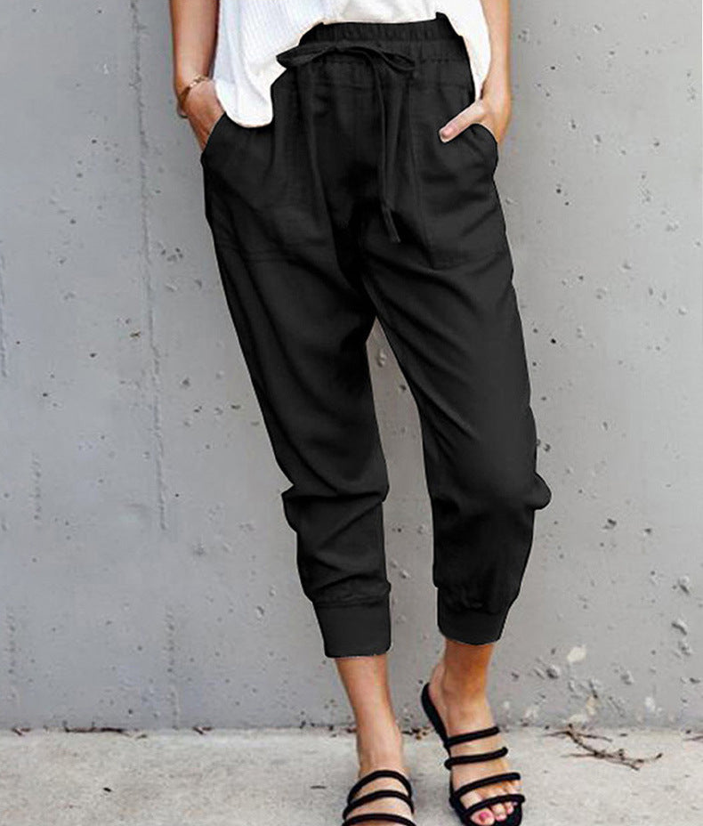 Damen Jogginghose mit elastischem Bund, Tunnelzug und Beinbündchen Shop Nory