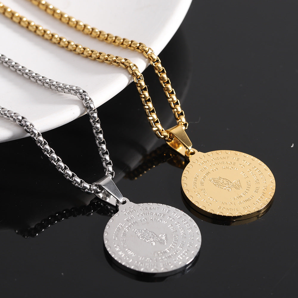 Herren Halskette mit gravierbarem Medaillon und inspirierender Botschaft Shop Nory