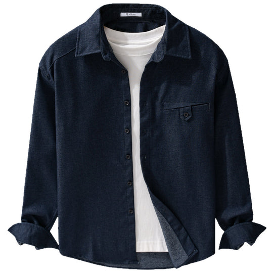 Herren Weiches Denim-Overshirt mit Pattentasche und lockerem Schnitt Shop Nory