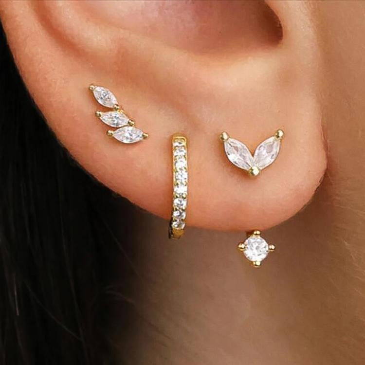 Damen Ohrringe Set mit funkelnden Zirkonia und geschwungenem Design Shop Nory