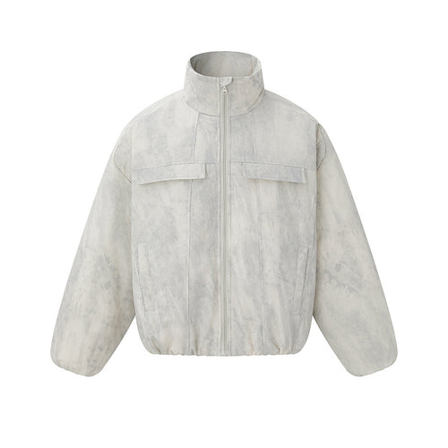 Unisex Kurz geschnittene wattierte Oversize-Bomberjacke mit Stehkragen und Brustklappen Shop Nory