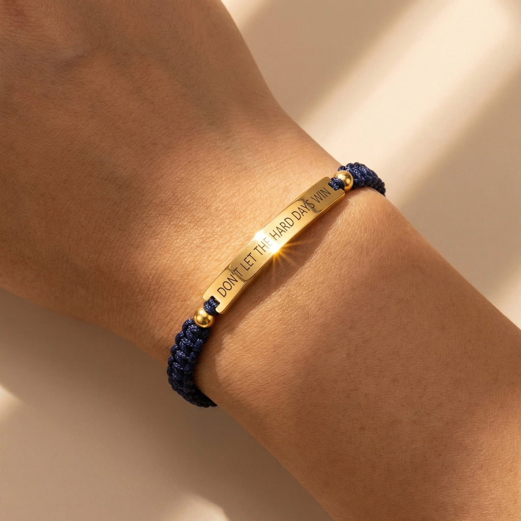 Damen Motivationsarmband mit verstellbarem Knoten und inspirierendem Spruch Shop Nory