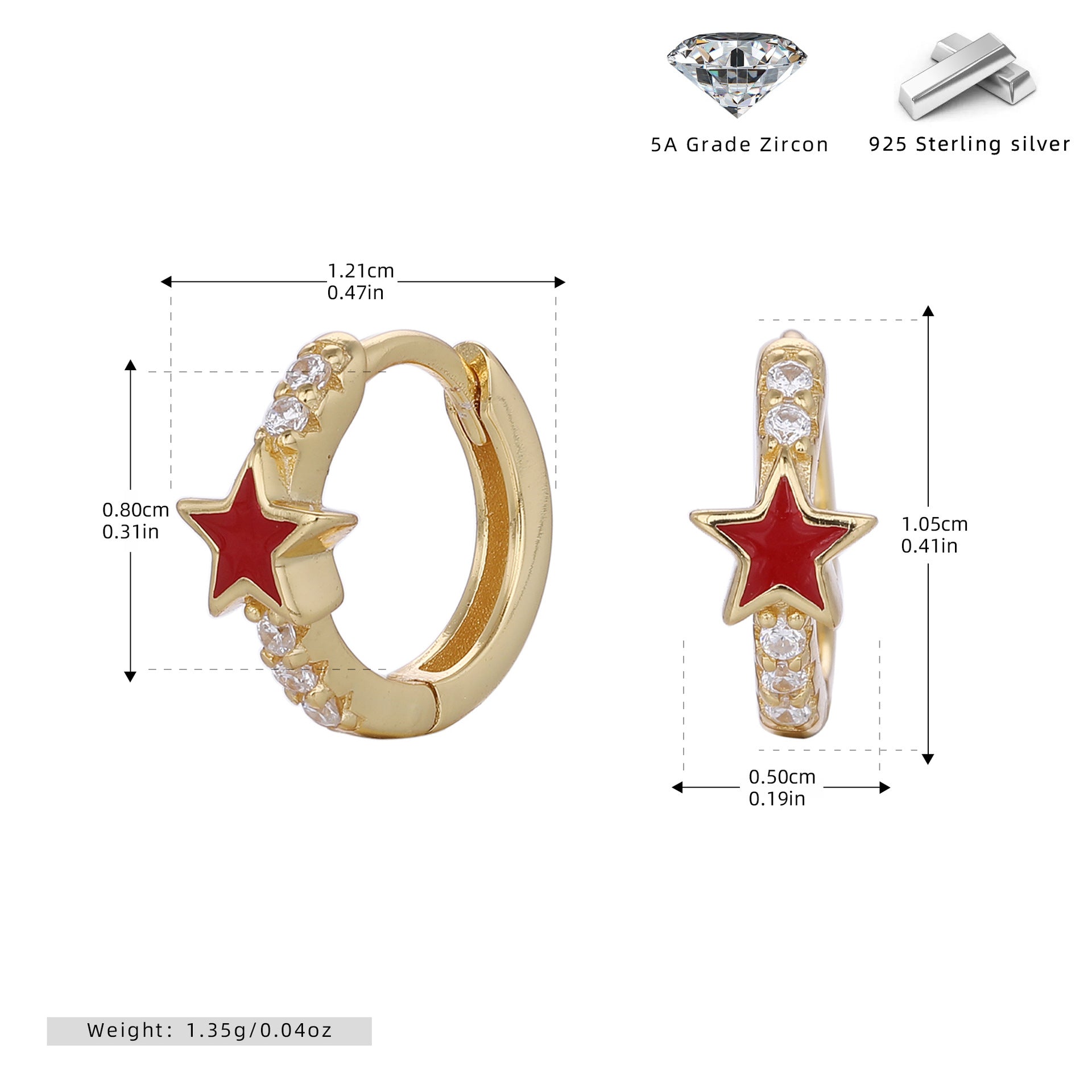 Damen Creolen mit funkelndem Sternmotiv und elegantem 925 Sterling Silber Shop Nory