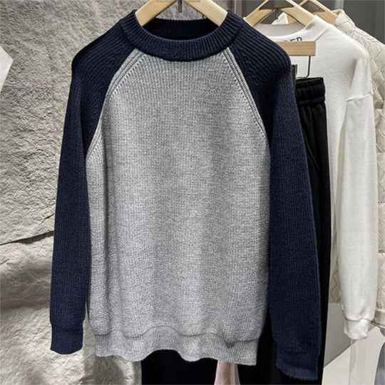 Herren Raglan-Kontraststrickpullover mit feiner Rippstruktur und gerippten Bündchen Shop Nory