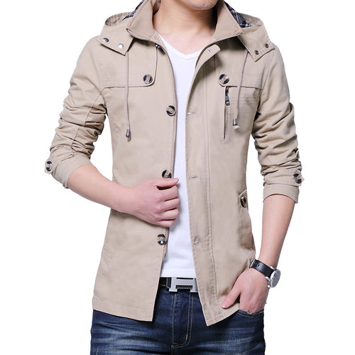 Herren leichte Baumwoll-Fieldjacke mit Kapuze, zweifachem Verschluss und Rollärmel Shop Nory