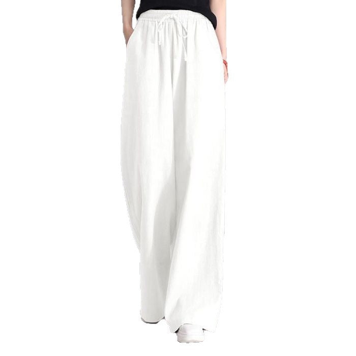 Damen nan weite Palazzo Leinenhose mit elastischem Kordelbund und Seitentaschen Shop Nory