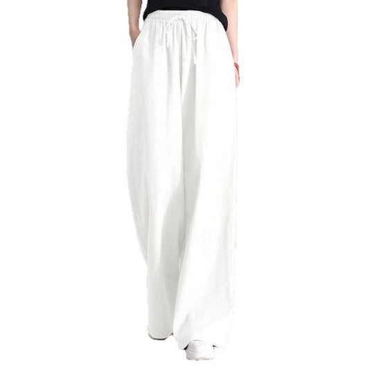 Damen nan weite Palazzo Leinenhose mit elastischem Kordelbund und Seitentaschen Shop Nory