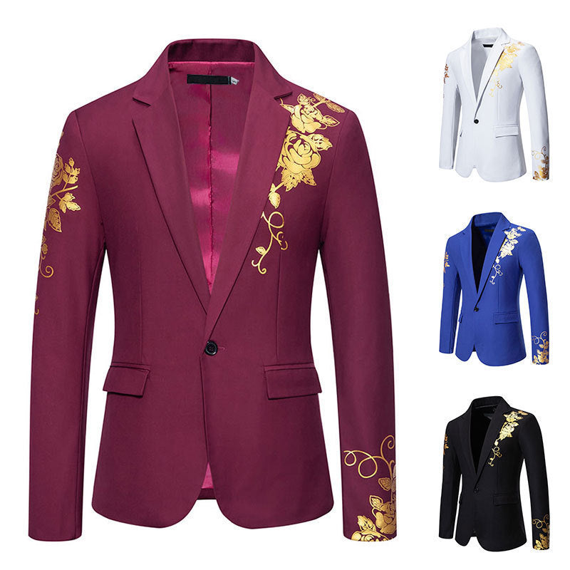 Herren eleganter Blazer mit floralem Stickdesign und feinen Details