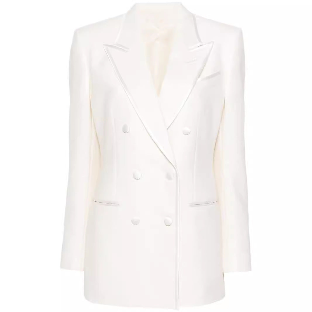 Damen Doppelreihiges Longblazer‑Hosenanzug mit Marlene‑Weitbeinhose und schlanker Silhouette Shop Nory