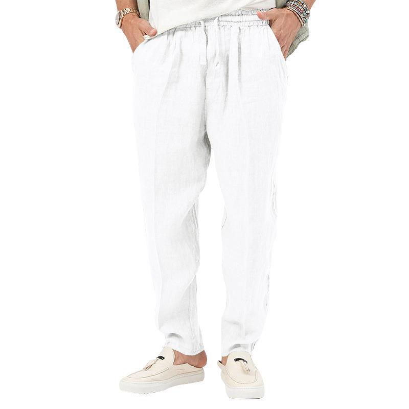 Herren nan lässige Leinenoptik Freizeithose mit elastischem Tunnelzugbund und schmal zulaufenden Beinen Shop Nory