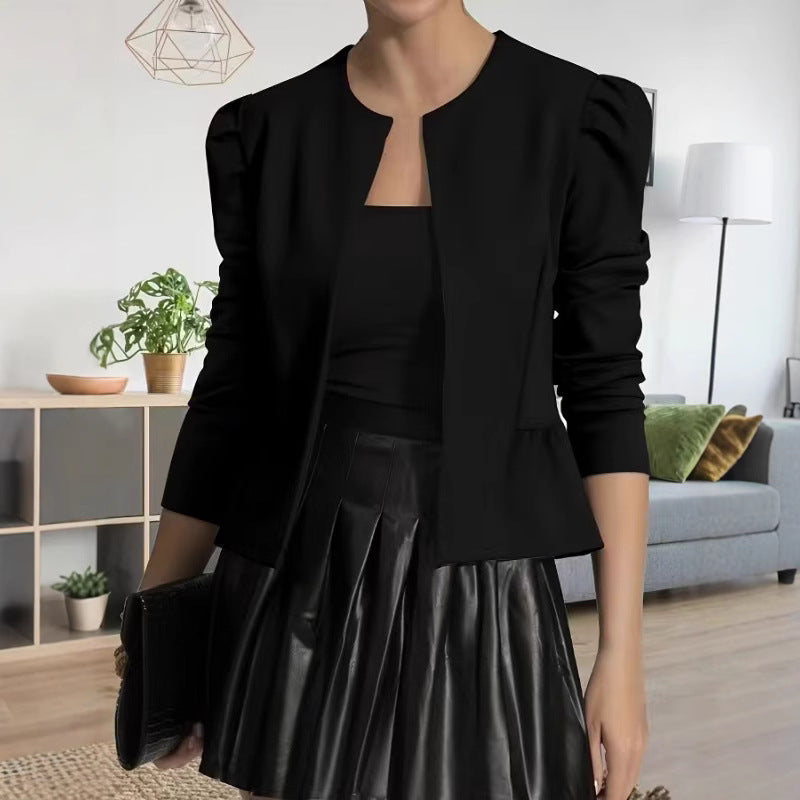 Damen Modische Blazerjacke mit Puffärmeln und strukturiertem Design