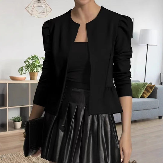 Damen Modische Blazerjacke mit Puffärmeln und strukturiertem Design