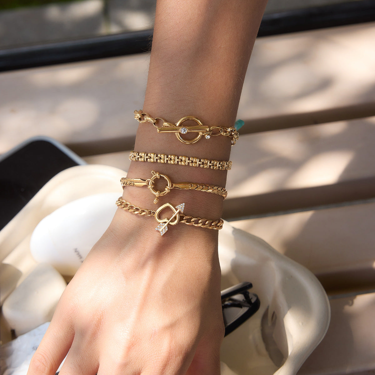 Damen Hypoallergenes Edelstahl Armband mit Herzverschluss Shop Nory