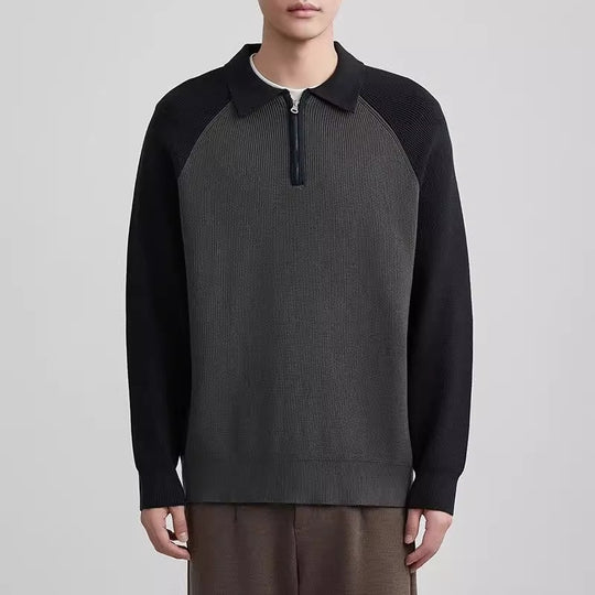 Herren Feinstrick-Halbzip-Pullover mit Polokragen und Raglanärmeln Shop Nory