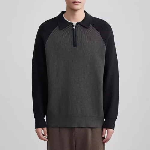 Herren Feinstrick-Halbzip-Pullover mit Polokragen und Raglanärmeln Shop Nory