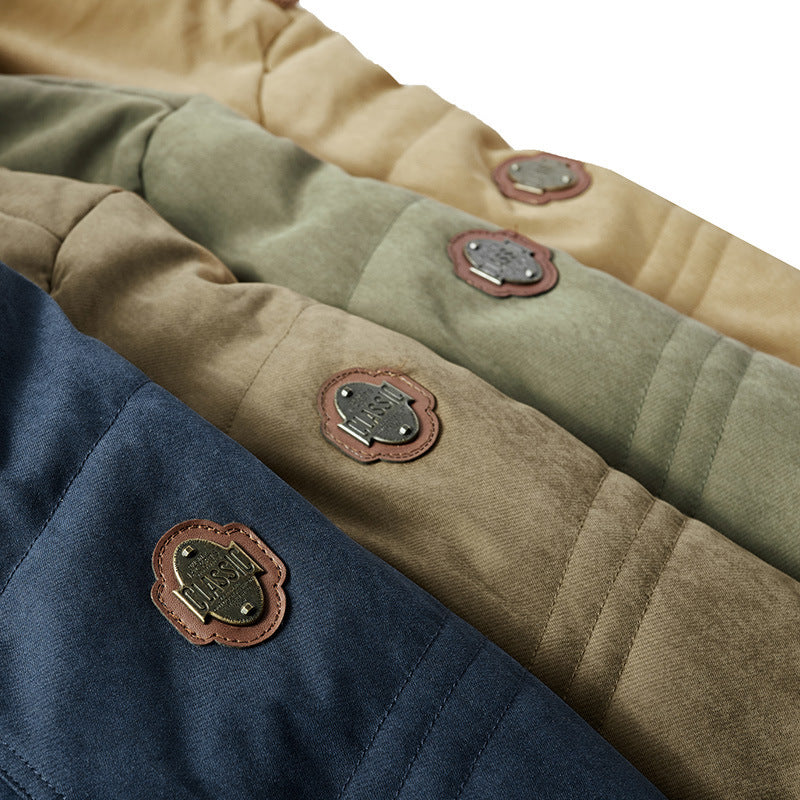 Herren wattierter Parka im Canvas-Look mit Teddyfleece-Innenfutter und Kapuze Shop Nory