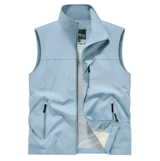 Herren Atmungsaktive Softshell-Utilityweste mit hohem Stehkragen, wasserabweisender Außenlage und mehrfachen Reißverschlusstaschen Shop Nory