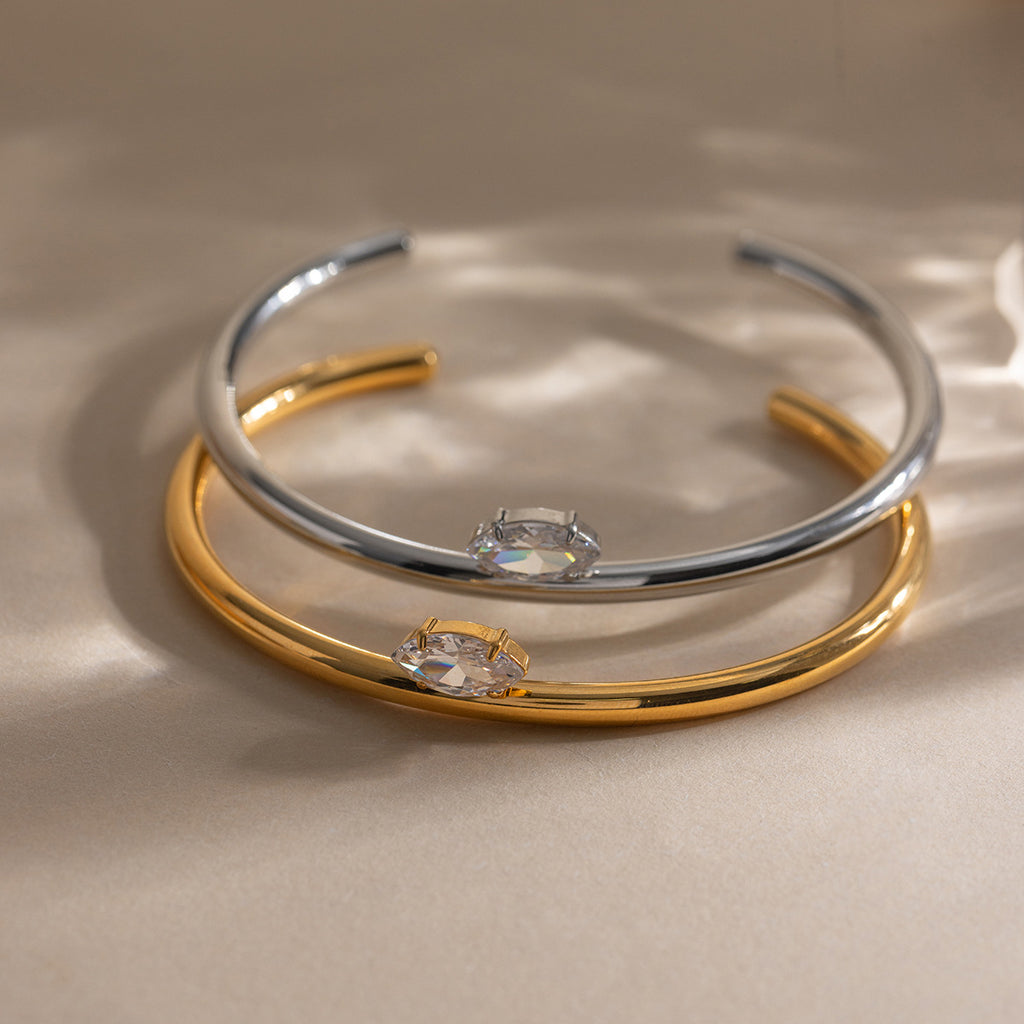 Damen Offenes Armreif mit glanzvollem Zirkoniakristall Shop Nory