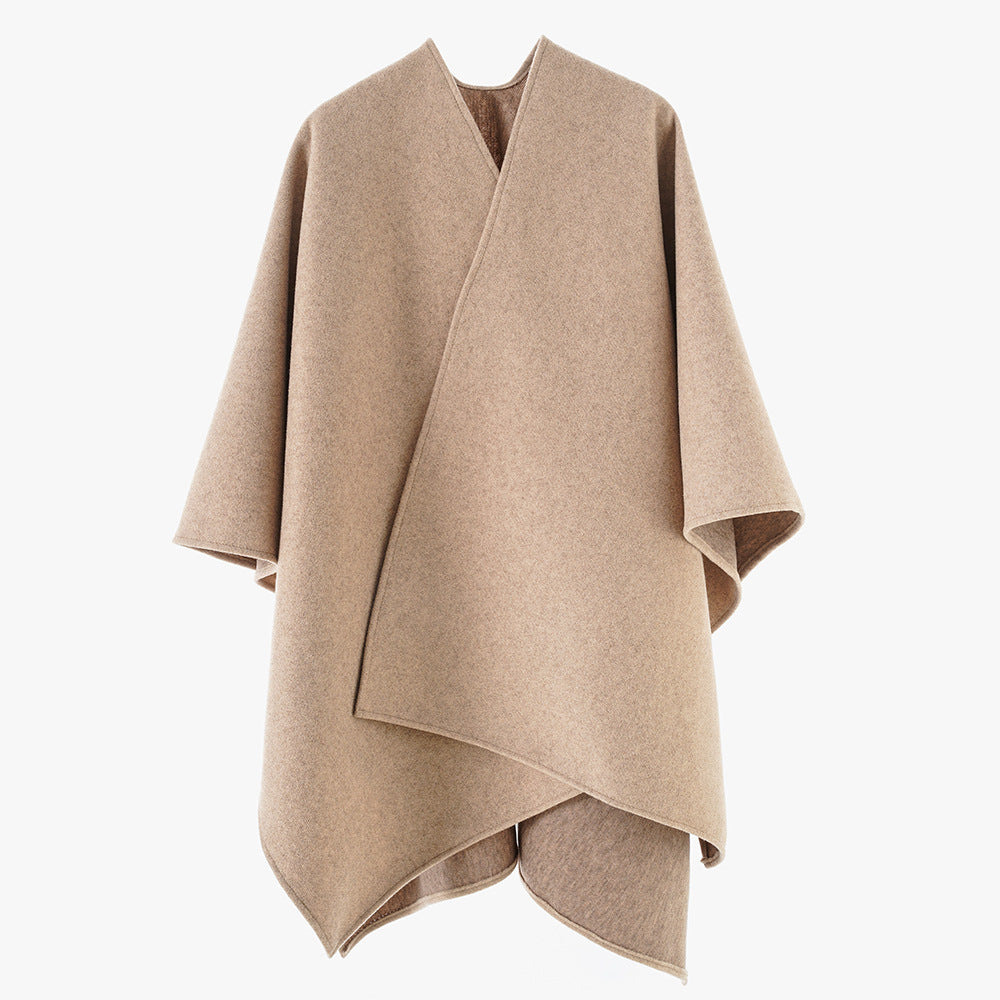Damen Minimalistisches Kimono-Cape aus Wollmischung mit verdecktem Wickelverschluss Shop Nory