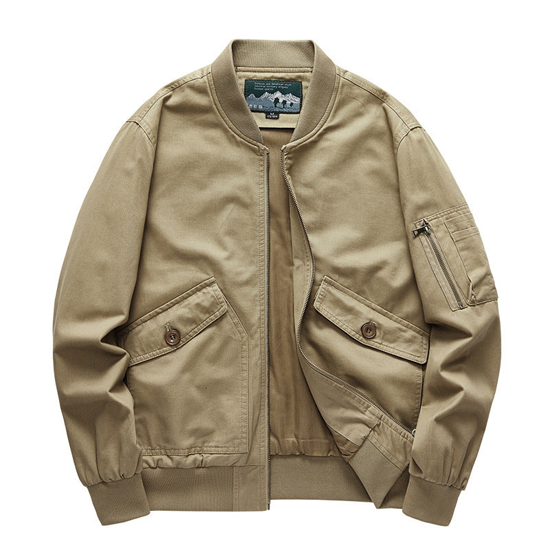 Herren Canvas-Bomberjacke im Utility-Fieldstil mit Ärmeltasche, Pattentaschen und geripptem Bund Shop Nory
