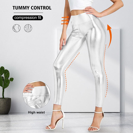 Damen Glänzende Sculpting-Leggings mit hohem Bund und Bauchkontrolle Shopy Nory