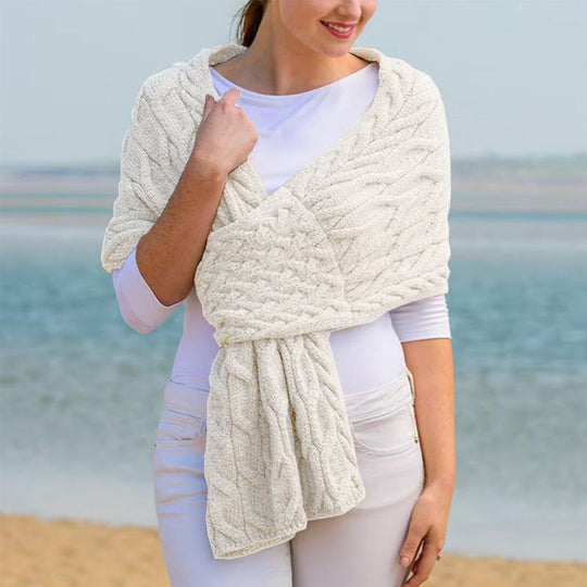 Damen Strickschal mit Zopfmuster & Vielseitigem Tragekomfort