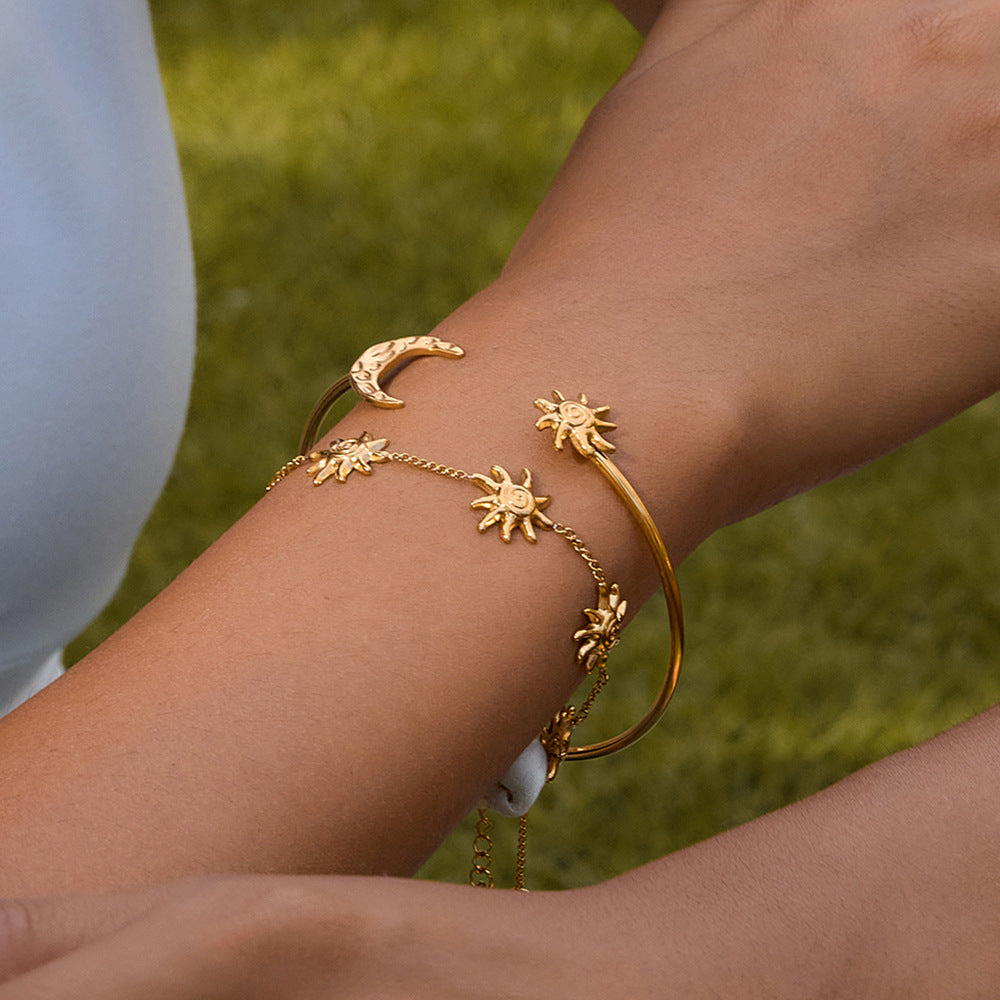 Damen Fußkettchen mit Sonnenmotiv aus hypoallergenem Edelstahl Shop Nory