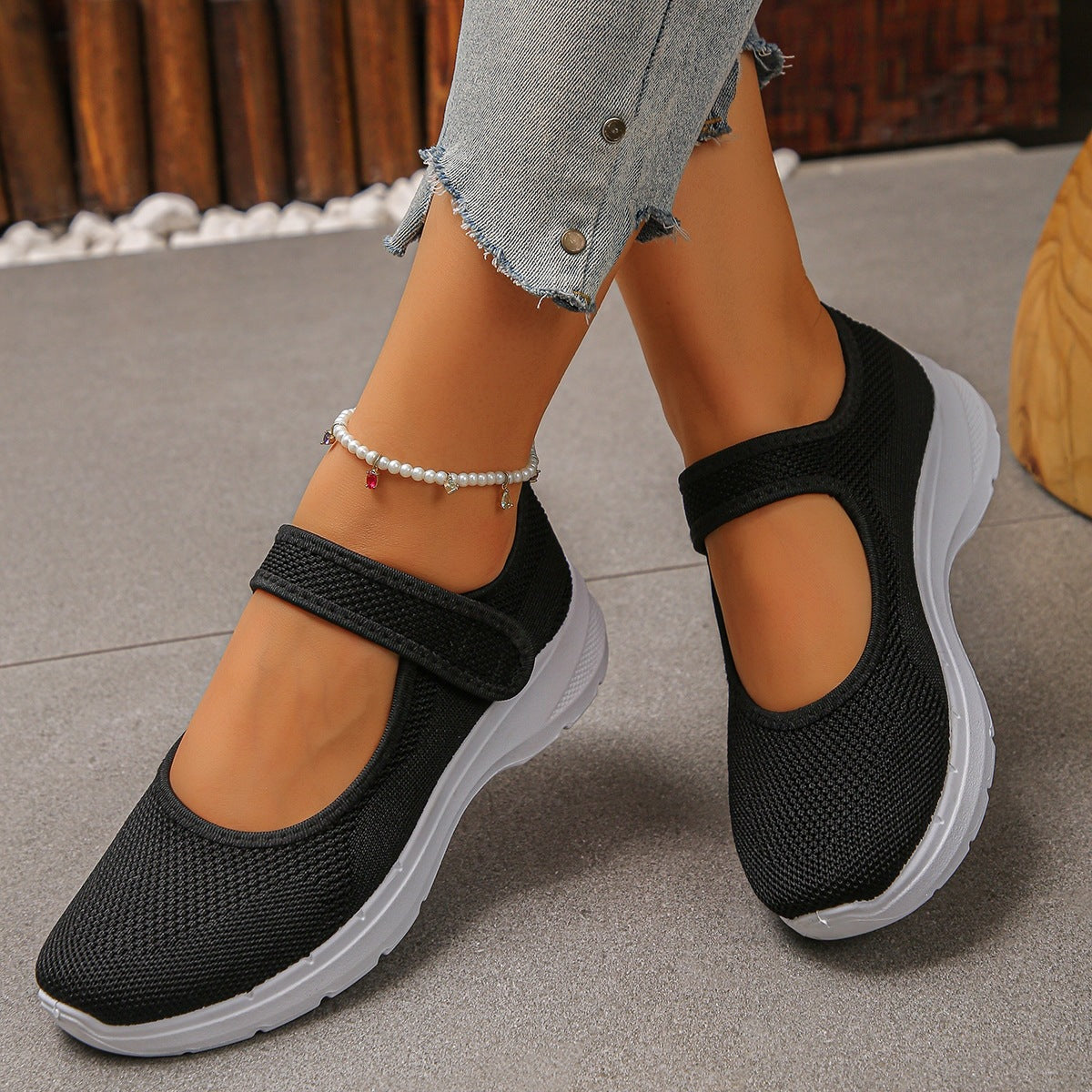 Damen Atmungsaktive Klett-Sneaker Shopnory
