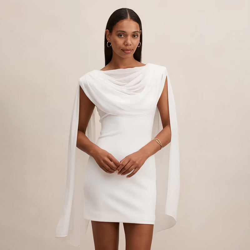 Damen Elegantes Wickelkleid mit drapierter Schulterpartie Shopnory