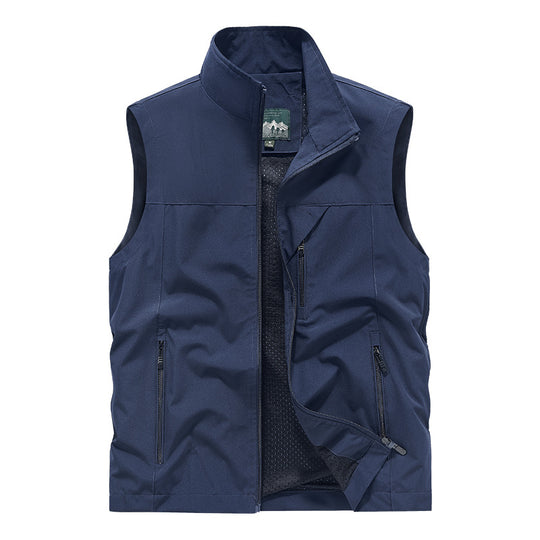 Herren Atmungsaktive Softshell-Utilityweste mit hohem Stehkragen, wasserabweisender Außenlage und mehrfachen Reißverschlusstaschen Shop Nory