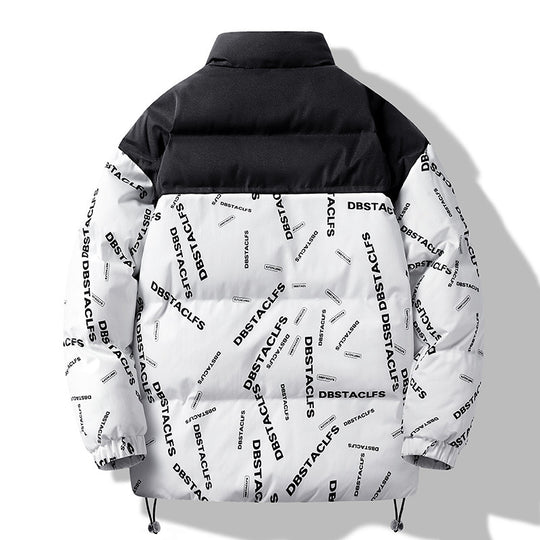 Herren Gepolsterte Steppjacke mit grafischem Schrift-Print, Stehkragen und verstellbarem Saum Shop Nory
