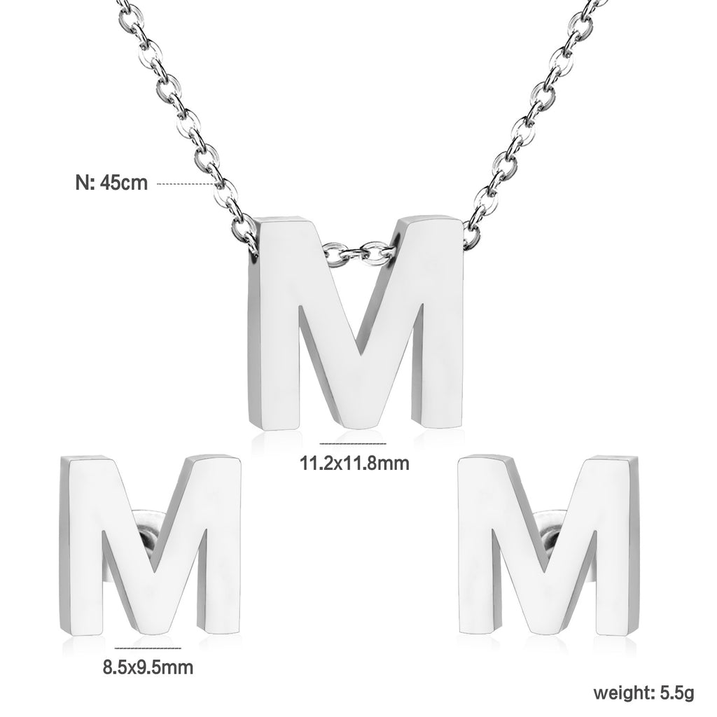 Damen Schmuckset mit K-Anhänger und passenden Ohrsteckern Shop Nory