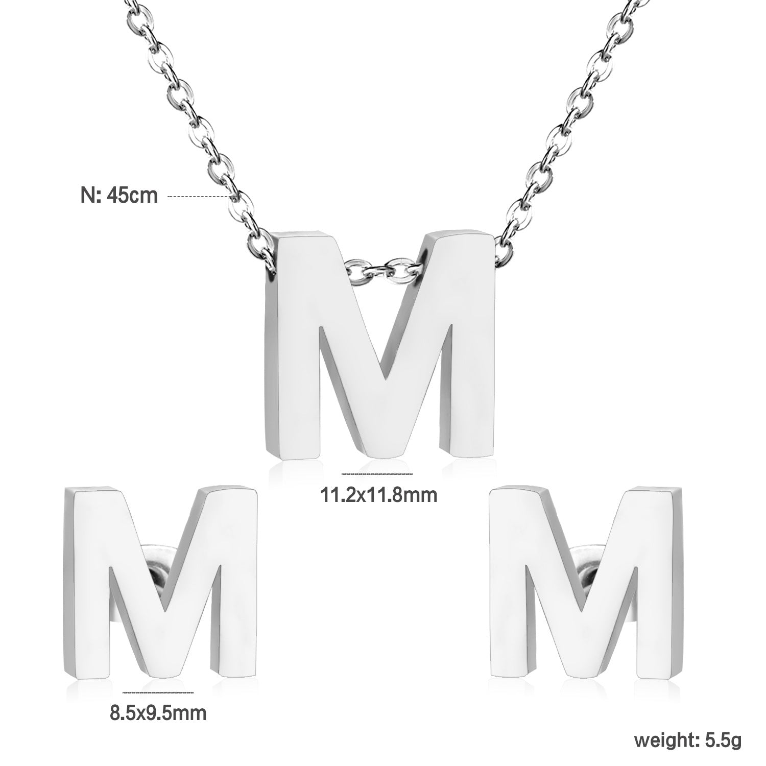 Damen Schmuckset mit K-Anhänger und passenden Ohrsteckern Shop Nory