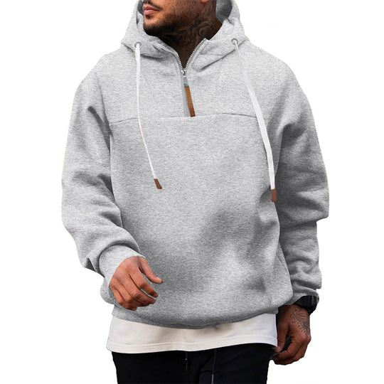 Herren Fleece-Halbzip-Hoodie mit Kapuze, Kordelzug und elastischen Bündchen Shop Nory