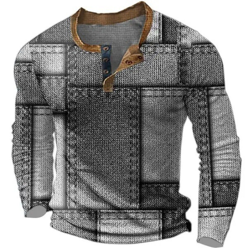 Herren Sportliches Langarmshirt mit Knopfleiste Shop Nory