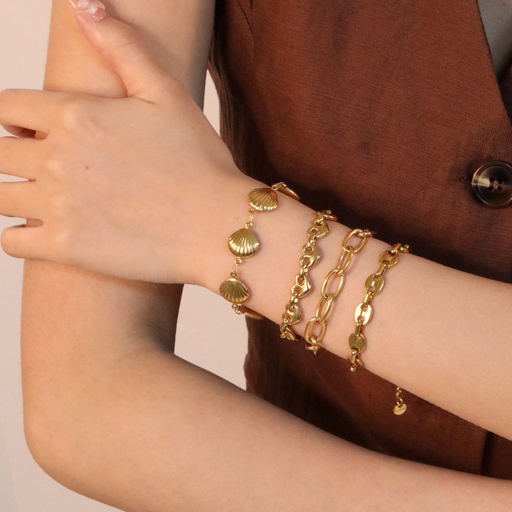Damen Armband mit Muschel-Motiven aus hochwertigem Edelstahl Shop Nory