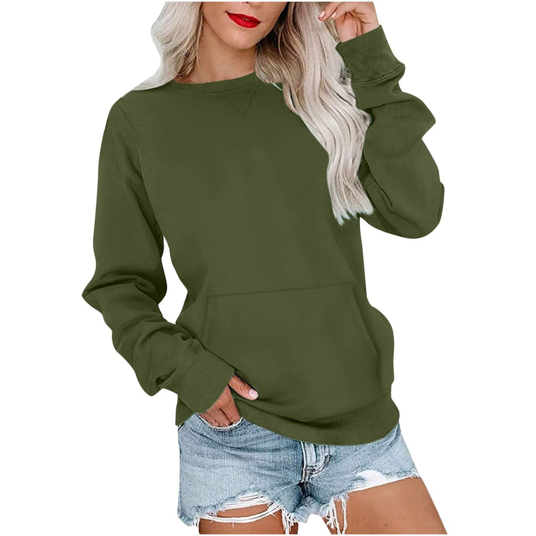 Damen Lockeres Sweatshirt mit Rundhalsausschnitt und Kängurutasche Shop Nory