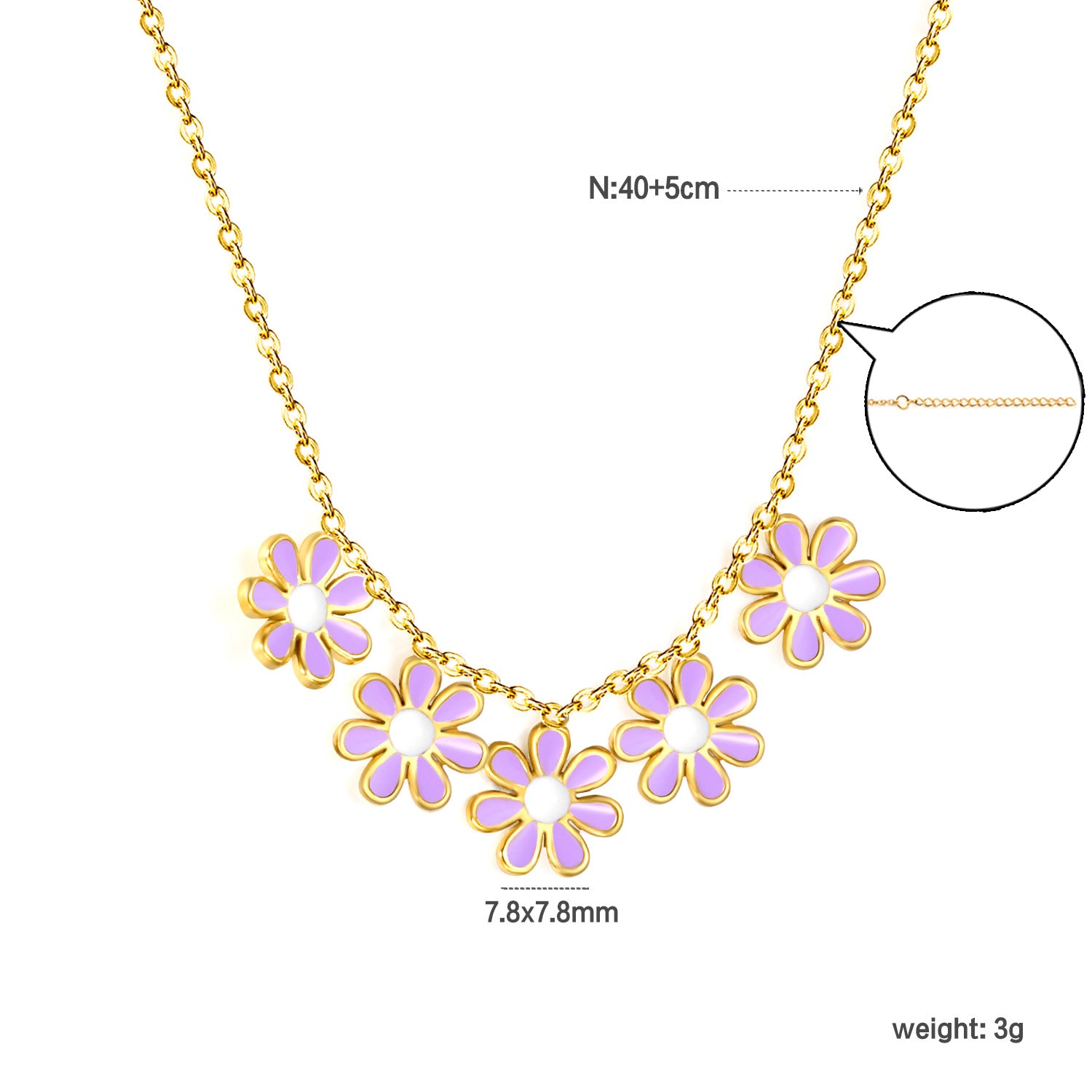 Damen Halskette mit funkelnden Blütenanhängern und verstellbarem Kettendesign Shop Nory