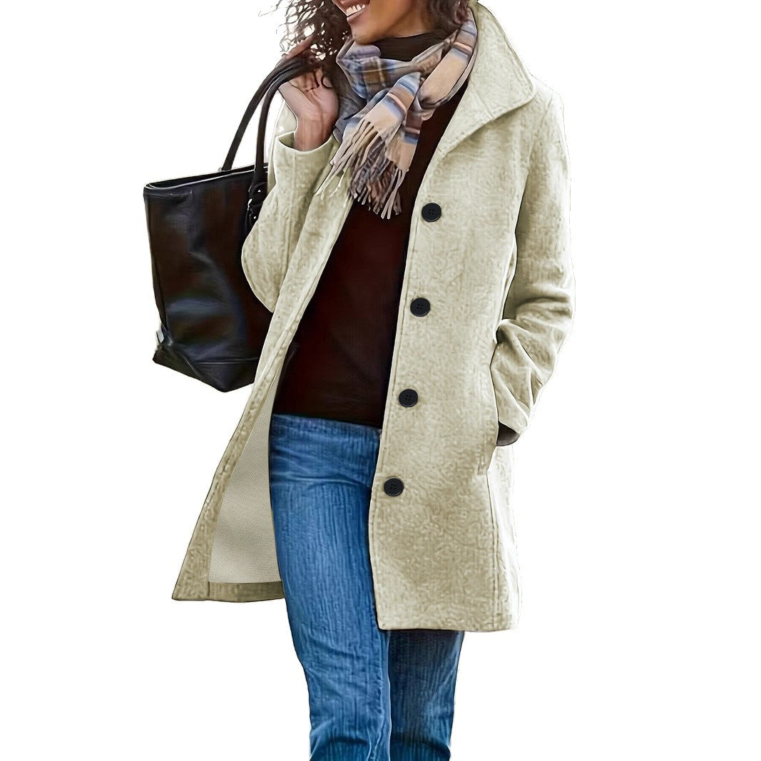 Damen nan taillierter Wollmix-Mantel mit großer Knopfleiste und Eingrifftaschen Shop Nory