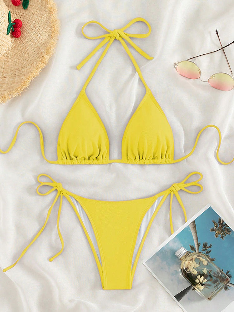Damen Triangel-Bikini mit verstellbaren Trägern und SeitenbindShopnoryändern