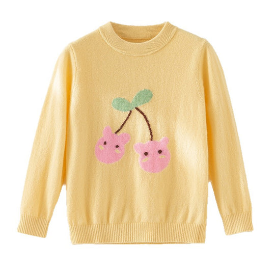 Damen Feinstrick-Pullover mit verspieltem Kirschen-Motiv und Rundhalsausschnitt Shop Nory