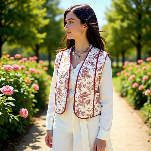 Damen Gesteppte Weste im Landhausstil mit floraler Toile‑Optik und Eingrifftaschen Shop Nory