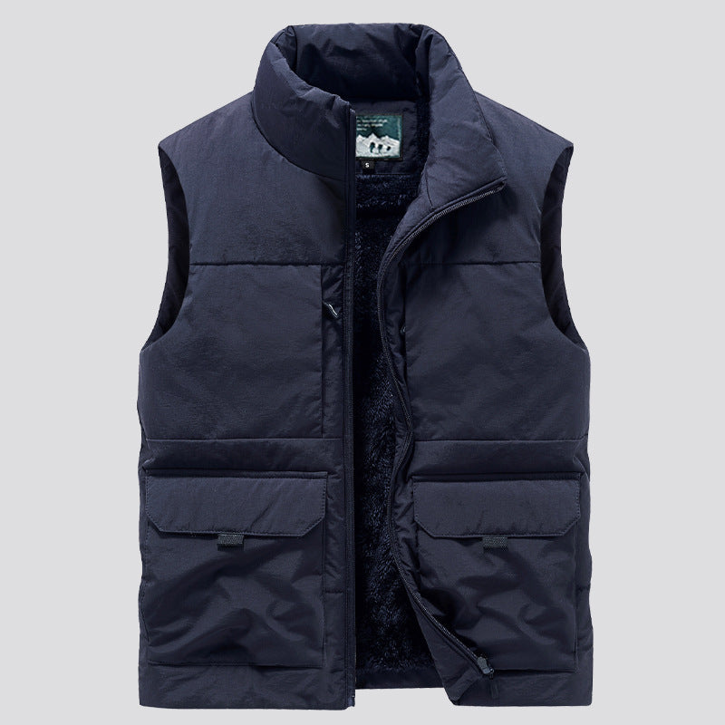 Herren Gefütterte ärmellose Utility‑Steppweste mit Teddyfutter und großen Klappentaschen Shop Nory