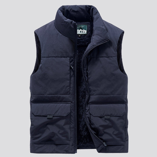 Herren Gefütterte ärmellose Utility‑Steppweste mit Teddyfutter und großen Klappentaschen Shop Nory