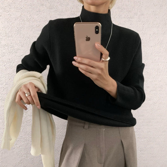 Damen Oversize-Feinstrickpullover mit Stehkragen und geriffelter Struktur Shop Nory