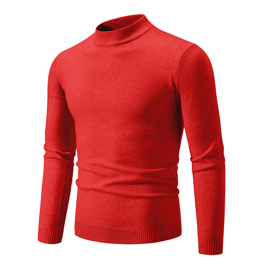 Herren Schmal geschnittener Feinstrick‑Mockneck‑Pullover mit geripptem Kragen und Saum Shop Nory