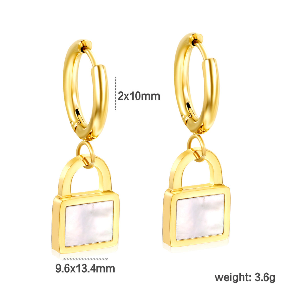 Damen Hängende Ohrstecker mit luxuriösem Muschel-Anhänger aus goldplattiertem Edelstahl Shop Nory