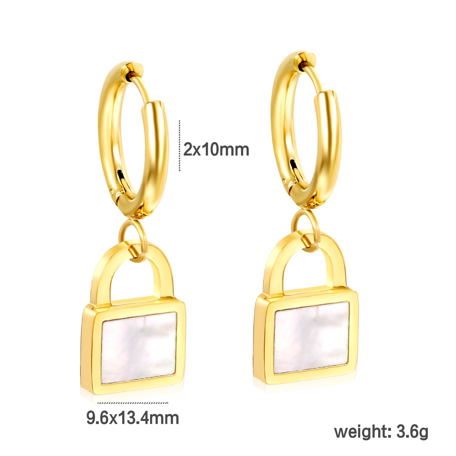 Damen Hängende Ohrstecker mit luxuriösem Muschel-Anhänger aus goldplattiertem Edelstahl Shop Nory