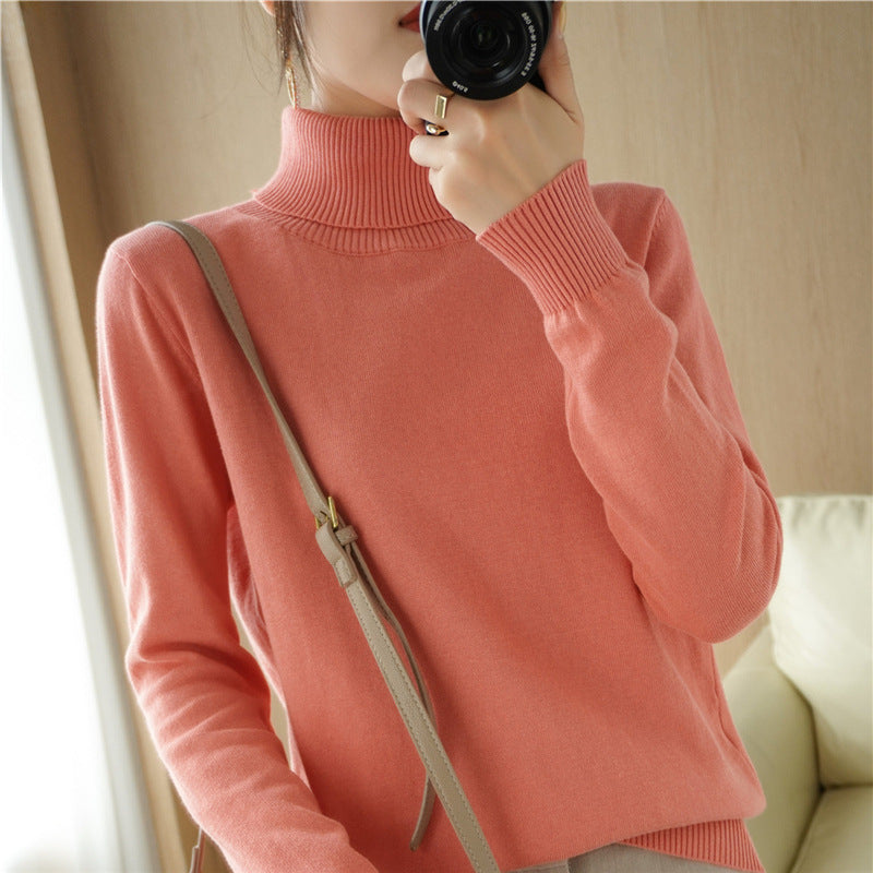 Damen Minimalistischer Feinstrick-Rolli mit hohem Rippkragen und schmaler Passform Shop Nory