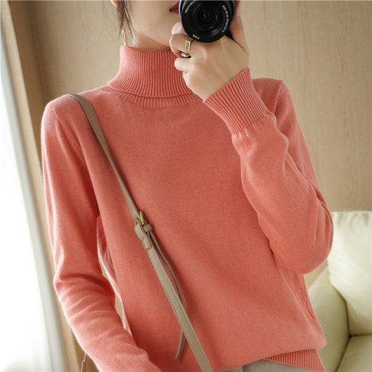 Damen Minimalistischer Feinstrick-Rolli mit hohem Rippkragen und schmaler Passform Shop Nory